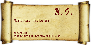 Matics István névjegykártya